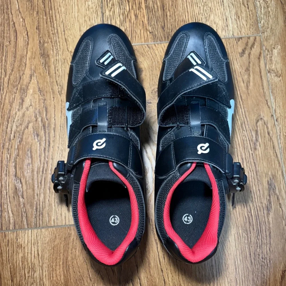 Peloton Cycling Shoes Black Red Size 43 Delta Cleats Mens US 10 Women's US 12‎